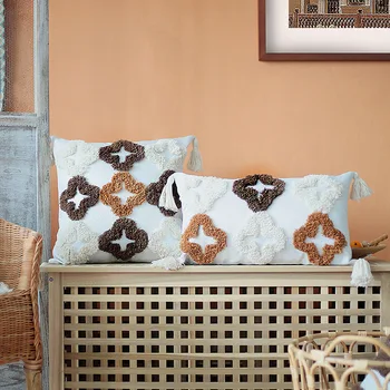 Boho Stiliaus Pagalvėlė Padengti 45X45Cm/30X50Cm Pliušas su Kutai Geometrinis Maroko Stiliaus Pagalvės užvalkalą Macrame Namų Sofa-Dekoratyvinis