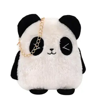 Merginos 2021 m. Rudens ir Žiemos Naujos Mados Laukinių Panda Mielas Animacinių filmų Pliušinis Crossbody Pečių Maišą Daugiafunkcį Mochila Mujer Bolsa