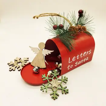 Kalėdinė Dekoracija Namuose Metalo Geležies Raudonasis Pašto Dėžutės Kabo Kalėdų Eglutės Papuošalas Pakabukas Raštus Santa Claus