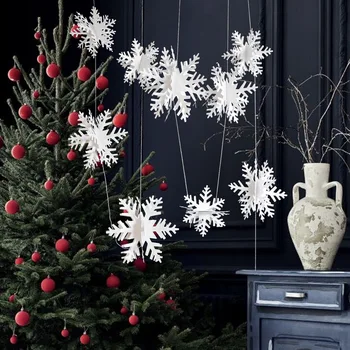 Kalėdų Dekoracijos, Snaigės 3D Tuščiaviduriai Snaigės Popieriaus Girliandas Ornamentu Netikras Sniegas Žiemą Dekoro Namuose Kalėdų снежинки