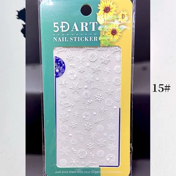 1Sheet Balta Įspaustu Gėlių Snaigės Nėrinių 5D Lipdukas, Decal Vestuvių Nagų Dailės Dizaino Gėlių Drugelis Japonijos Manikiūras Dekoras