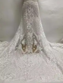 Naujausios Prabanga Granulių Vestuvių Nuotakos Suknelė Nėrinių Audinio Tiulio Siuvinėjimo Nėrinių Audinys su Blizgančiais Šalis Suknelė XHW-46
