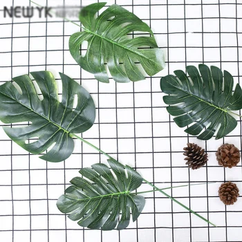 Vienas Gabalas monstera dirbtiniai augalai plastiko atogrąžų palmių lapai namų, sodo puošmena priedai Fotografijos Dekoratyvinis