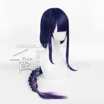 Cosplay Perukas Žaidimas Genshin Poveikio Shogun Moterų 110cm Ilgio Graident Violetinė Pintų Plaukų Peluca Anime Perukai Mados