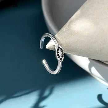Juoda blogos Akies Žiedas Moterims keičiamo dydžio Žiedas Su Cirkono Reguliuojamas Atidaryti Žiedas Metalo Piršto Žiedą